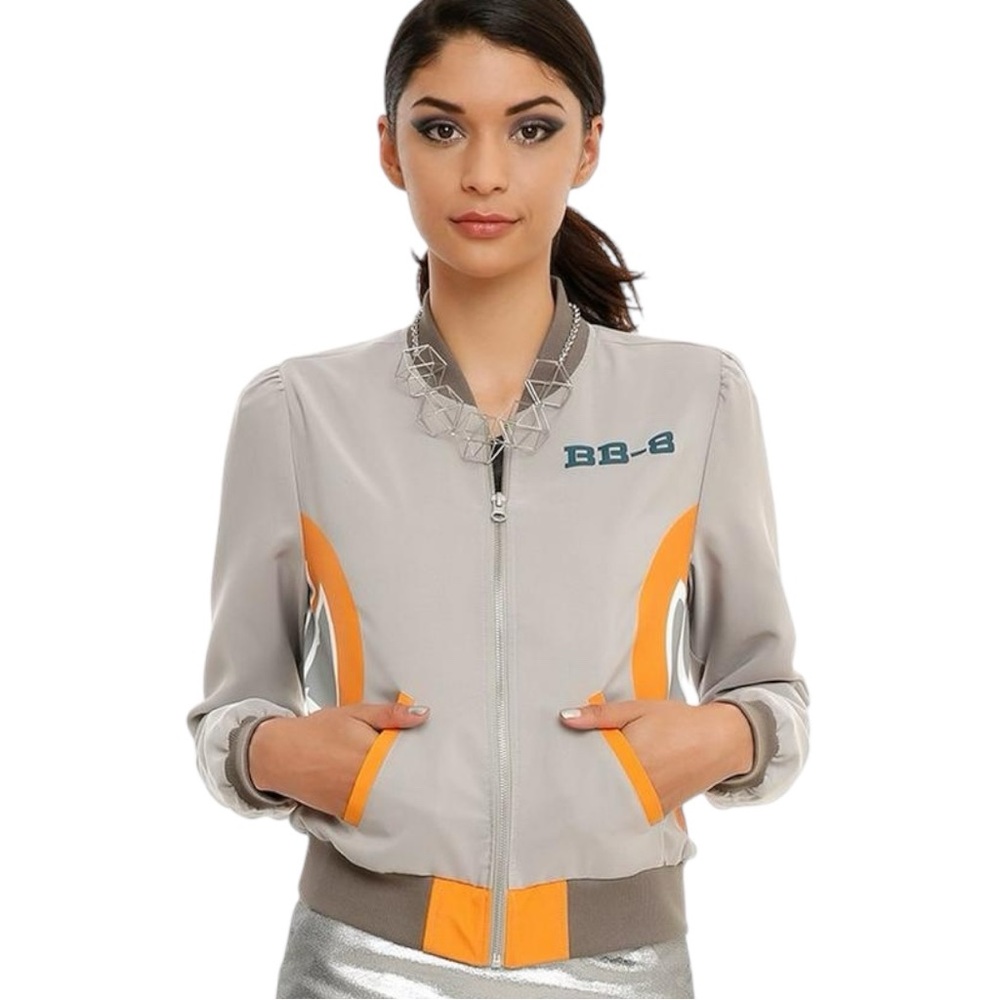 NWT Star Wars Her Universe BB-8 Bomber Jacket Grey Size Medium (Juniors)